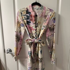Fate Floral Button-Up Dress with Tie Waist